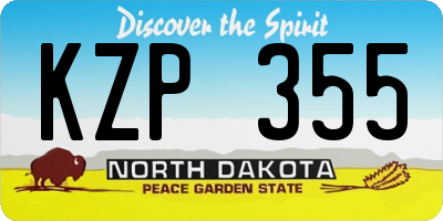 ND license plate KZP355