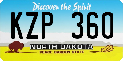 ND license plate KZP360