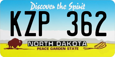 ND license plate KZP362