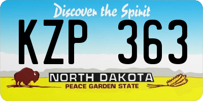 ND license plate KZP363