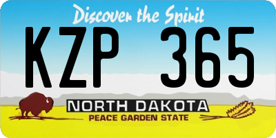 ND license plate KZP365