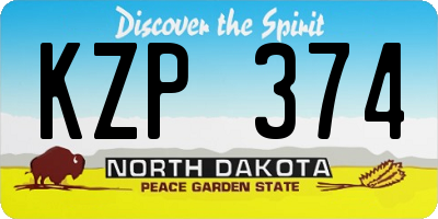 ND license plate KZP374