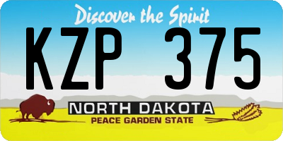 ND license plate KZP375