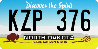 ND license plate KZP376