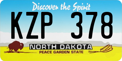 ND license plate KZP378