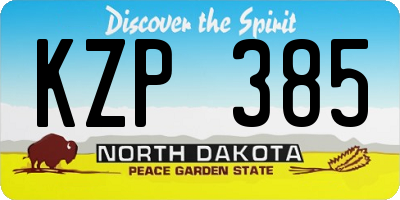 ND license plate KZP385