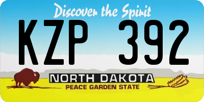 ND license plate KZP392