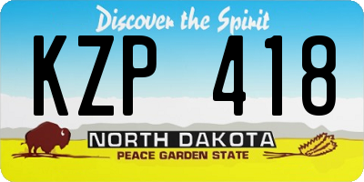 ND license plate KZP418