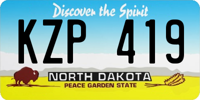 ND license plate KZP419