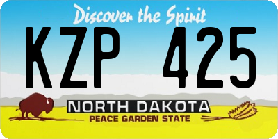 ND license plate KZP425