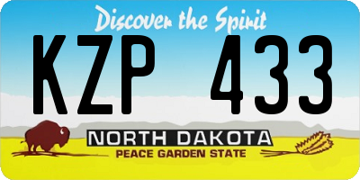 ND license plate KZP433