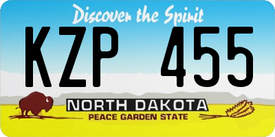 ND license plate KZP455