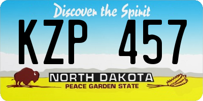 ND license plate KZP457