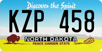 ND license plate KZP458