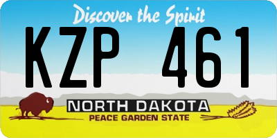ND license plate KZP461