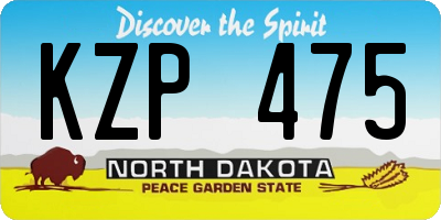 ND license plate KZP475