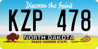 ND license plate KZP478