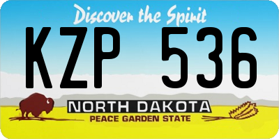 ND license plate KZP536
