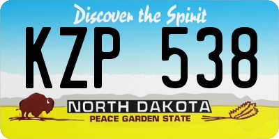 ND license plate KZP538