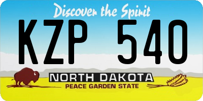 ND license plate KZP540