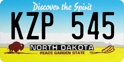 ND license plate KZP545