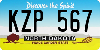 ND license plate KZP567