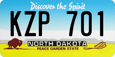 ND license plate KZP701