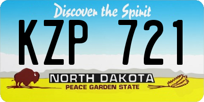 ND license plate KZP721