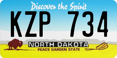 ND license plate KZP734