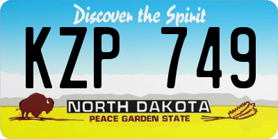 ND license plate KZP749