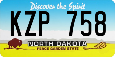 ND license plate KZP758