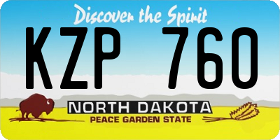 ND license plate KZP760