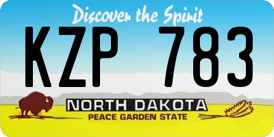 ND license plate KZP783