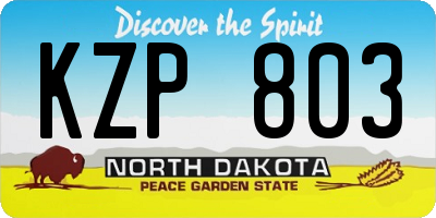 ND license plate KZP803