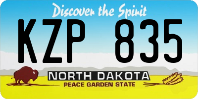 ND license plate KZP835