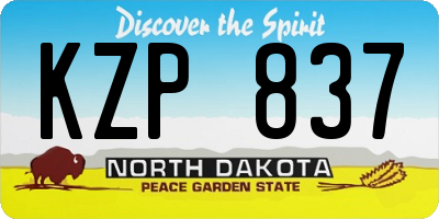 ND license plate KZP837