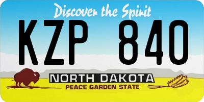 ND license plate KZP840