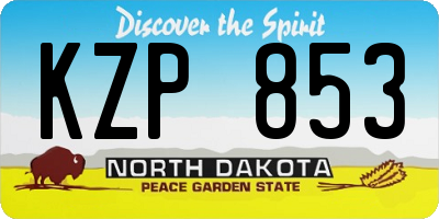 ND license plate KZP853