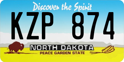 ND license plate KZP874