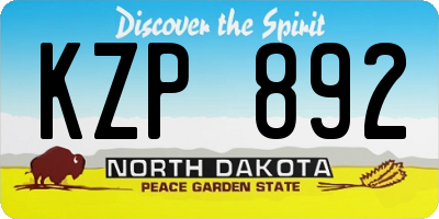ND license plate KZP892