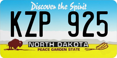 ND license plate KZP925
