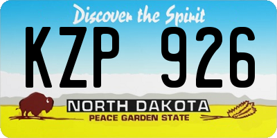 ND license plate KZP926