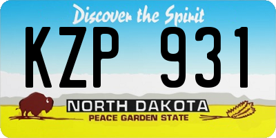 ND license plate KZP931