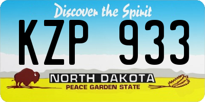 ND license plate KZP933