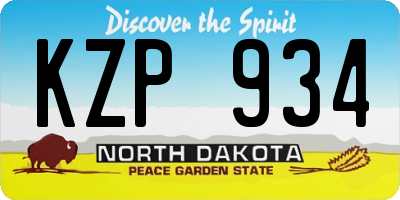 ND license plate KZP934
