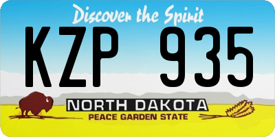 ND license plate KZP935