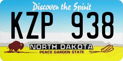 ND license plate KZP938