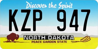 ND license plate KZP947