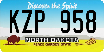ND license plate KZP958