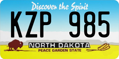 ND license plate KZP985